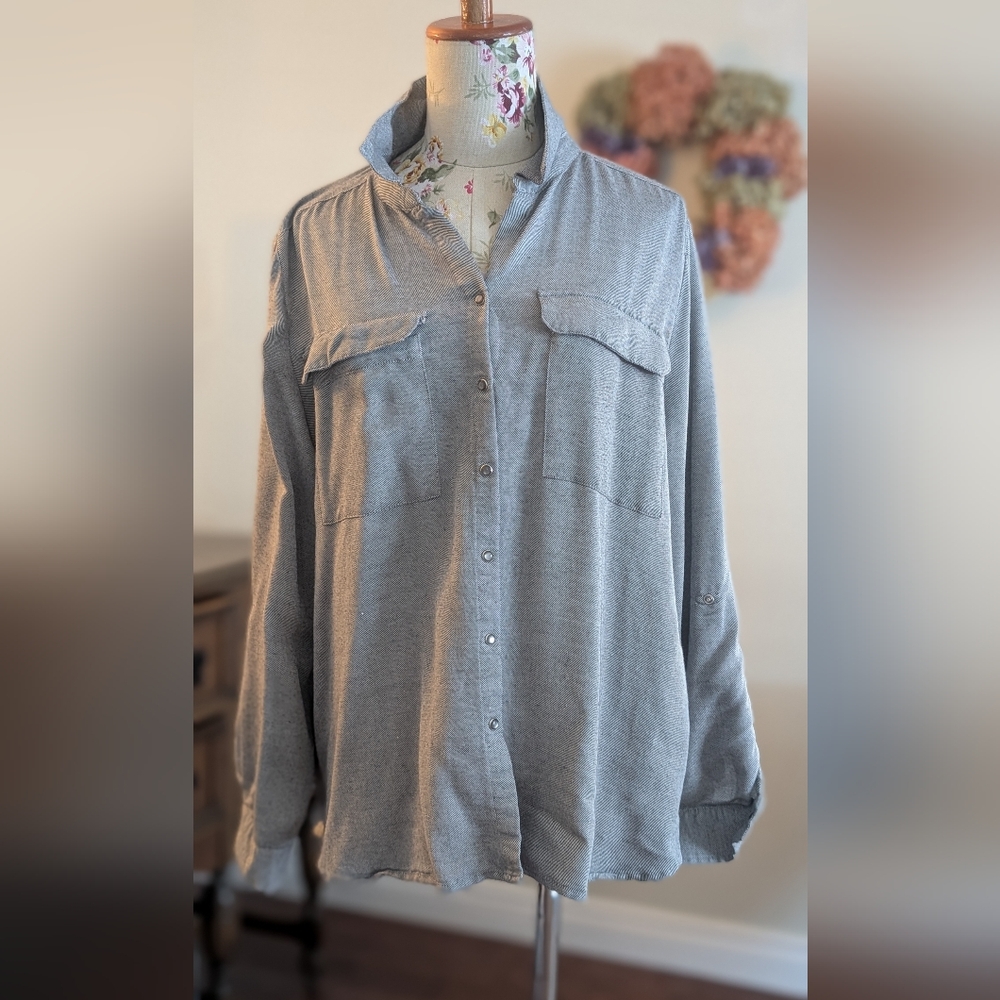 Jane and Delancey Gray Herringbone‎ Top